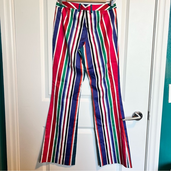 PINK TARTAN Multi Coloured Striped Flare Pants - Picture 3 of 4